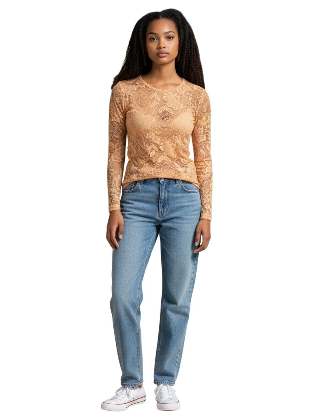 Rare Versace Intensive Vintage Lace Sheer Top in Camel Gold